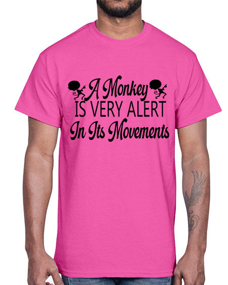 A monkey is very alert - monkey- Cotton Tee