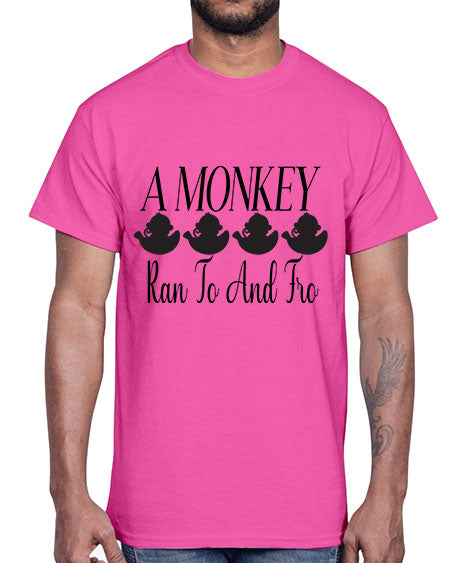 A monkey ran to and - monkey- Cotton Tee