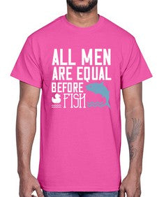 All men are equal before fish 6#- funny- Cotton Tee