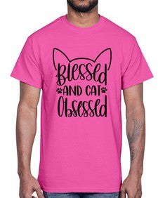 Blessed And Cat Obsessed Style 79#- cats- Cotton Tee