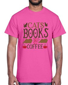 Cats Books Coffee Style 9#- cats- Cotton Tee