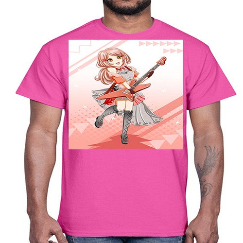 Cute rock star girl with guitar game 17#- anime- Cotton Tee