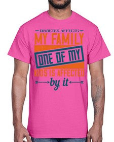 Diabetes affects my family One of my kids is affected by it Style 4#- diabetes- Cotton Tee