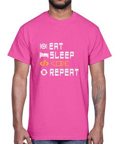Eat sleep code repeat 49#- computer- Cotton Tee