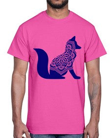FoxMandalaUpdated 463#- mandala- Cotton Tee