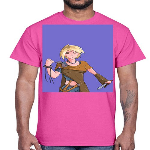 Girl hold knife 12#- anime- Cotton Tee
