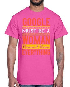 Google must be a woman because it knows everything 76#- internet- Cotton Tee