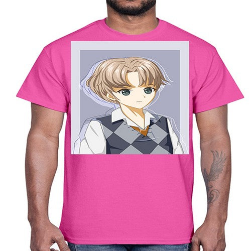 Handsome and cool boy with uniform 34#- anime- Cotton Tee