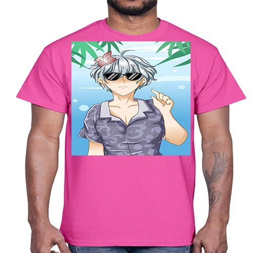 Handsome boy with sunglasses on the beach in summer holiday 44#- anime- Cotton Tee