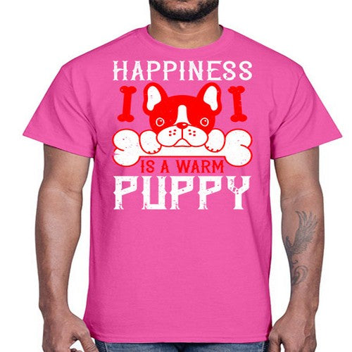 Happiness is a warm puppy Style 203#- dogs- Cotton Tee