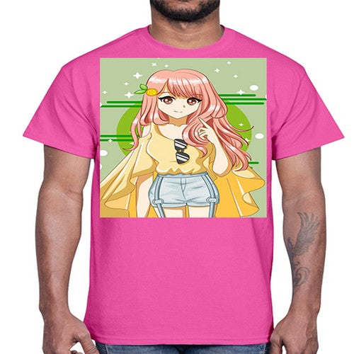 Happy and cute yellow blouse in summer holiday 43#- anime- Cotton Tee