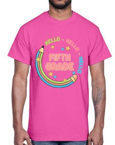 Hello fifth Grade Pencil 264#- fifth grade- Cotton Tee