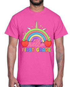 Hello first Grade Unicorn Rainbow 281#- first grade- Cotton Tee