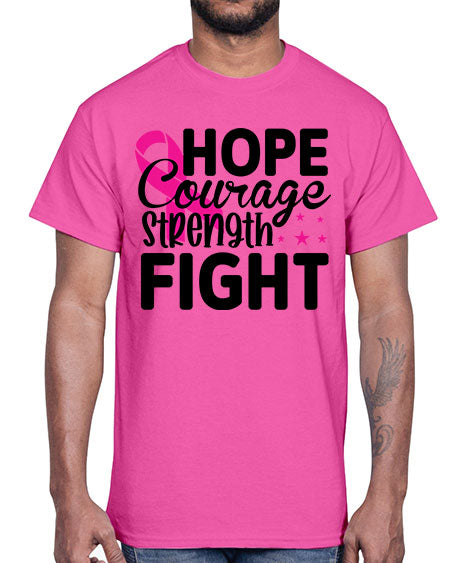 Hope Courage Strength Fight 21#- breast cancer- Cotton Tee