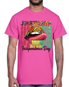 Juneteenth Independence Day Sexy Lip Png 11#- black juneteenth- Cotton Tee