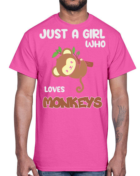 Just a Girl Who Loves 8#- monkey- Cotton Tee