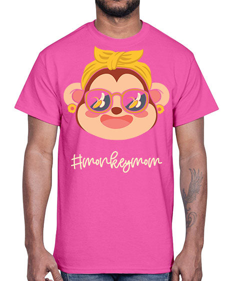 Monkey Mom Banana Glasses 16#- monkey- Cotton Tee