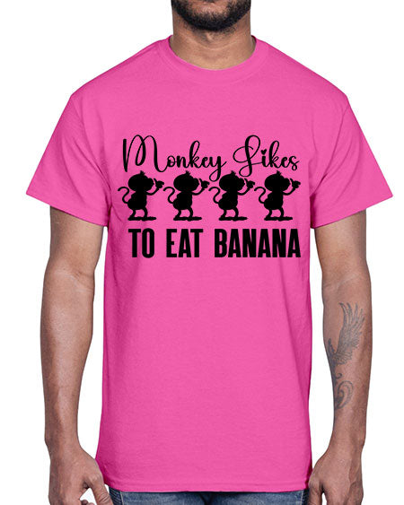 Monkey likes to eat banana - monkey- Cotton Tee