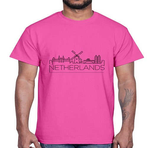 Netherlands Minimal Skyline 1432#- cities- Cotton Tee
