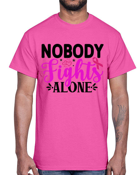 Nobody Fights Alone 12#- breast cancer- Cotton Tee