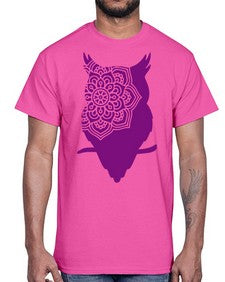 OwlMandalaUpdated 976#- mandala- Cotton Tee