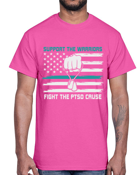 PTSD Awareness Military Teal Ribbon 11#- PTSD- Cotton Tee