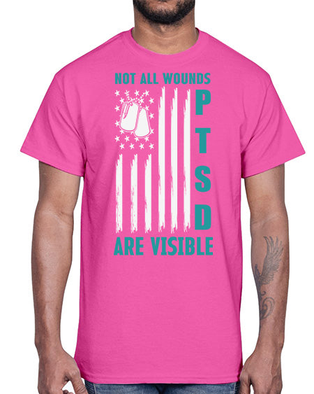 PTSD Awareness Not All Wounds 8#- PTSD- Cotton Tee