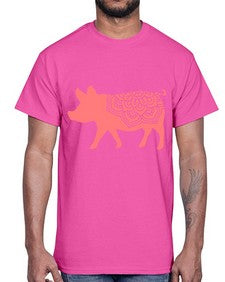 PigMandala 985#- mandala- Cotton Tee