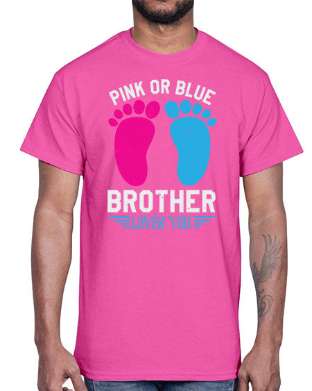 Pink or Blue brother loves you Style 185#- baby shower- Cotton Tee