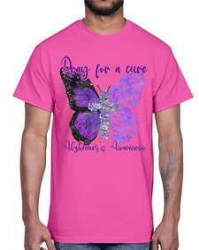 Pray For A Cure AlzheimerS Awareness 208#- alzheimers- Cotton Tee