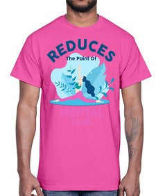 Reduces the Paint of Mental Health 495#- yoga- Cotton Tee