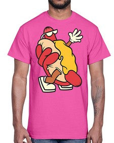 Walking hotdog 262#- cartoon food- Cotton Tee