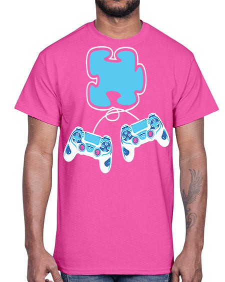 autism awareness gamer puzzle piece 11#- autism- Cotton Tee
