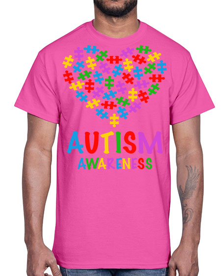 autism awareness heart love puzzle 15#- autism- Cotton Tee