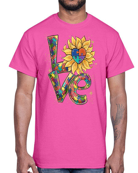 autism love sunflower- autism- Cotton Tee