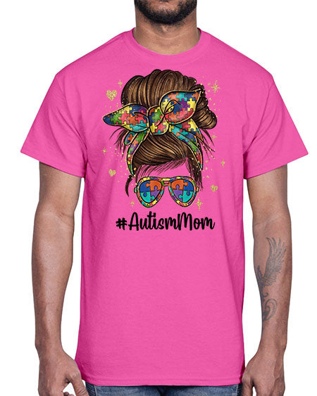 autism mom 3#- autism- Cotton Tee