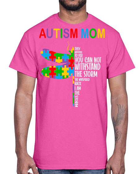 autism mom dragonfly puzzle pieces 47#- autism- Cotton Tee