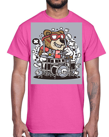 bear drummer 33#- bears - animals- Cotton Tee