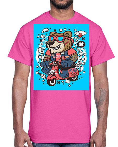 bear scooterist 41#- bears - animals- Cotton Tee