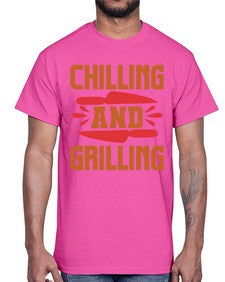 chilling and grilling 90#- bbq- Cotton Tee
