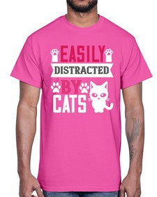 easily distracted by cats Style 47#- cats- Cotton Tee