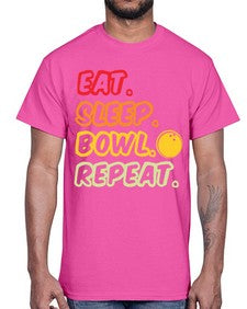 eat sleep bowl repeat 349#- bowling- Cotton Tee
