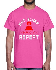 eat sleep hack repeat 48#- computer- Cotton Tee