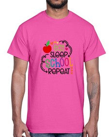 eat sleep school repeat 45#- general school- Cotton Tee
