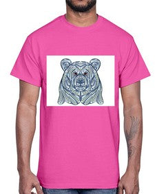 ethnic bear 416#- mandala- Cotton Tee