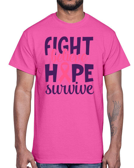 fight believe hope survive Style 13#- breast cancer- Cotton Tee