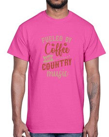 fueled by coffee and country music 468#- western- Cotton Tee
