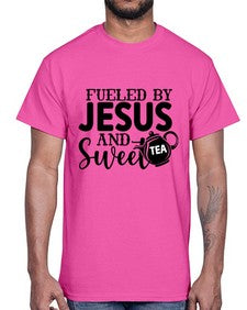 fueled by jesus and sweet tea 990#- tea- Cotton Tee
