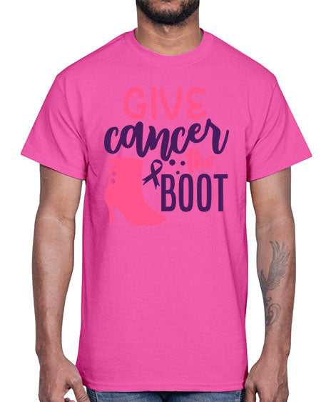 give cancer the boot Style 1#- breast cancer- Cotton Tee
