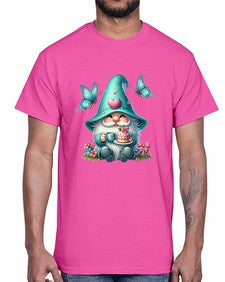 gnome with butterfly 14#- gnome- Cotton Tee